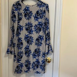 Tommy Hilfiger light blue dark blue gray bell sleeve dress